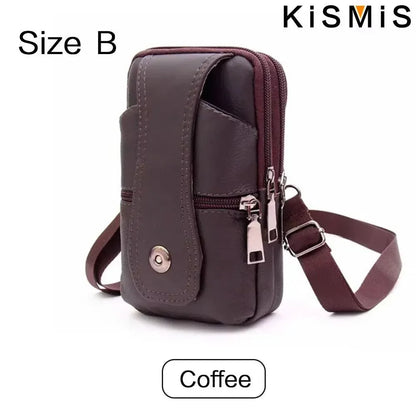 Men Leather Vintage Pack Waist Bag Belt Clip Phone Holster Travel Hiking Cell Mobile Phone Case Cover Belt Pouch Purse Belt - AMULET RING STORE