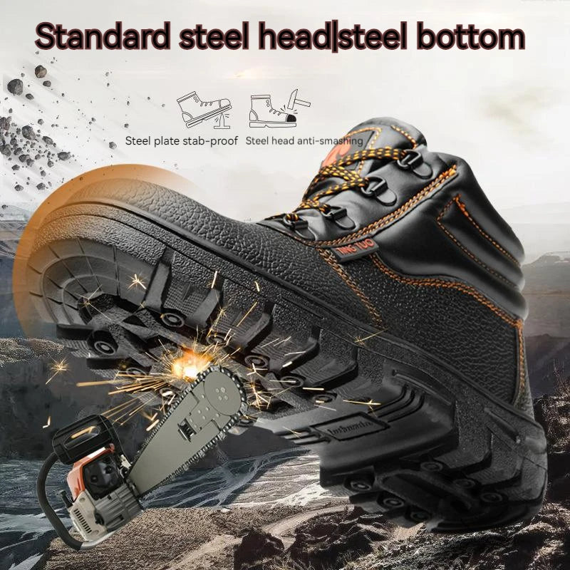 Wear-resisting Men Work Safety Boots Anti-smash Anti-puncture Work Sneakers Waterproof Boots Indestructible Protective Work Boot - AMULET RING STORE