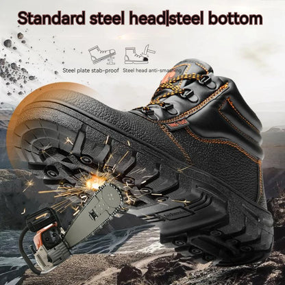 Wear-resisting Men Work Safety Boots Anti-smash Anti-puncture Work Sneakers Waterproof Boots Indestructible Protective Work Boot - AMULET RING STORE