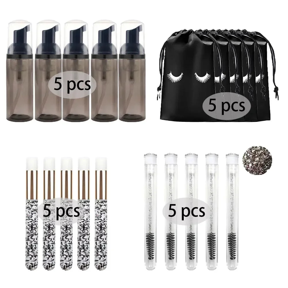 20/40PCS Suit 60ML Empty Pump Bottle Eyelash Shampoo Care Makeup Tool Travel Foam Dispenser Bottle Plastic Cleanser Soap Care - AMULET RING STORE
