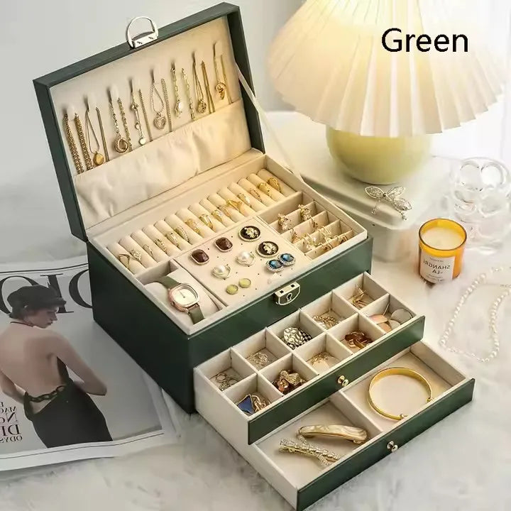 Three-layer Jewelry Storage Box for High-end Exquisite Necklaces, Earrings,Gold Jewelry and Hand Accessories with Large Capacity - AMULET RING STORE