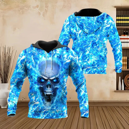 Fashion Men Hoodies Four Seasons Vintage Skull 3D Print Pullover Sweatshirts Men Comforts Kangaroo Pocket Y2k Hoodies Clothing - AMULET RING STORE