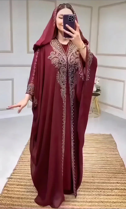 2025 Traditional Hooded Abaya African Dresses for Women Luxury Boubou Dress Africa Clothing Plus Size Dashiki Ankara Outfit Robe