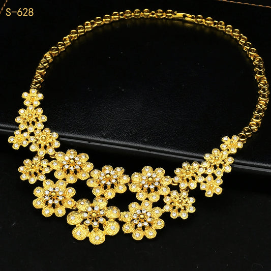 France Luxury Dubai 24k Gold Color Jewelry Set For Women Bridal Wedding Necklace And Earrings Set African Choker Party Gifts