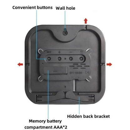 LED Large Digital Wall Clock Remote Control Temperature Date Week Display Adjust