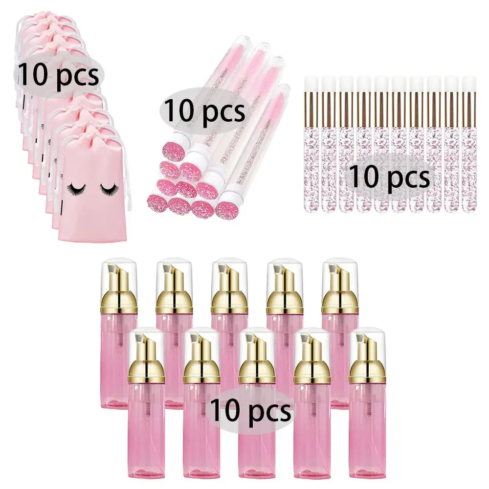 20/40PCS Suit 60ML Empty Pump Bottle Eyelash Shampoo Care Makeup Tool Travel Foam Dispenser Bottle Plastic Cleanser Soap Care - AMULET RING STORE