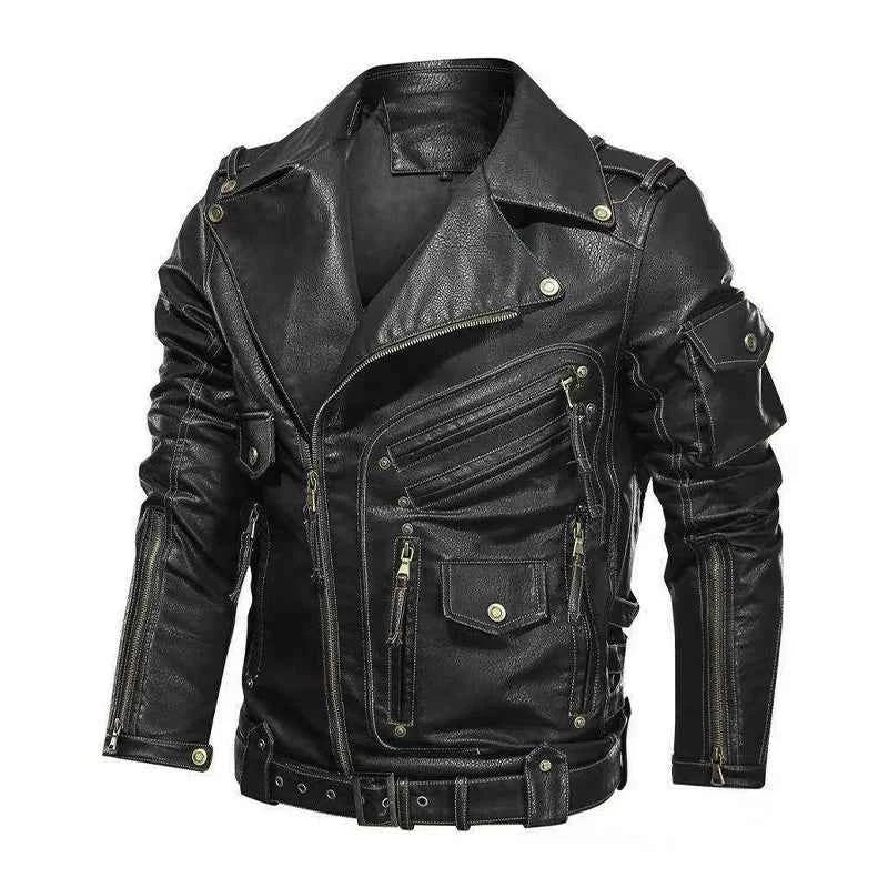 fashion Winter Winter Mens Leather Jacket Men Fashion Motorcycle PU Leather Jacket Cool Zipper Pockets Leather Coats Clothing