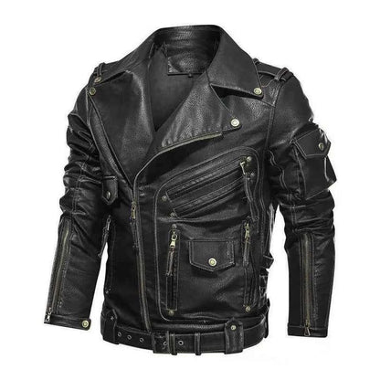 fashion Winter Winter Mens Leather Jacket Men Fashion Motorcycle PU Leather Jacket Cool Zipper Pockets Leather Coats Clothing