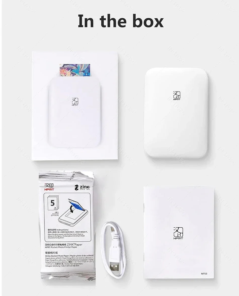 New! MT53 Color Photo Wifi Printer Portable Mobile Phone Mini Bluetooth Handheld Pocket Printing Machine 2x3 inch Sticky-Backed