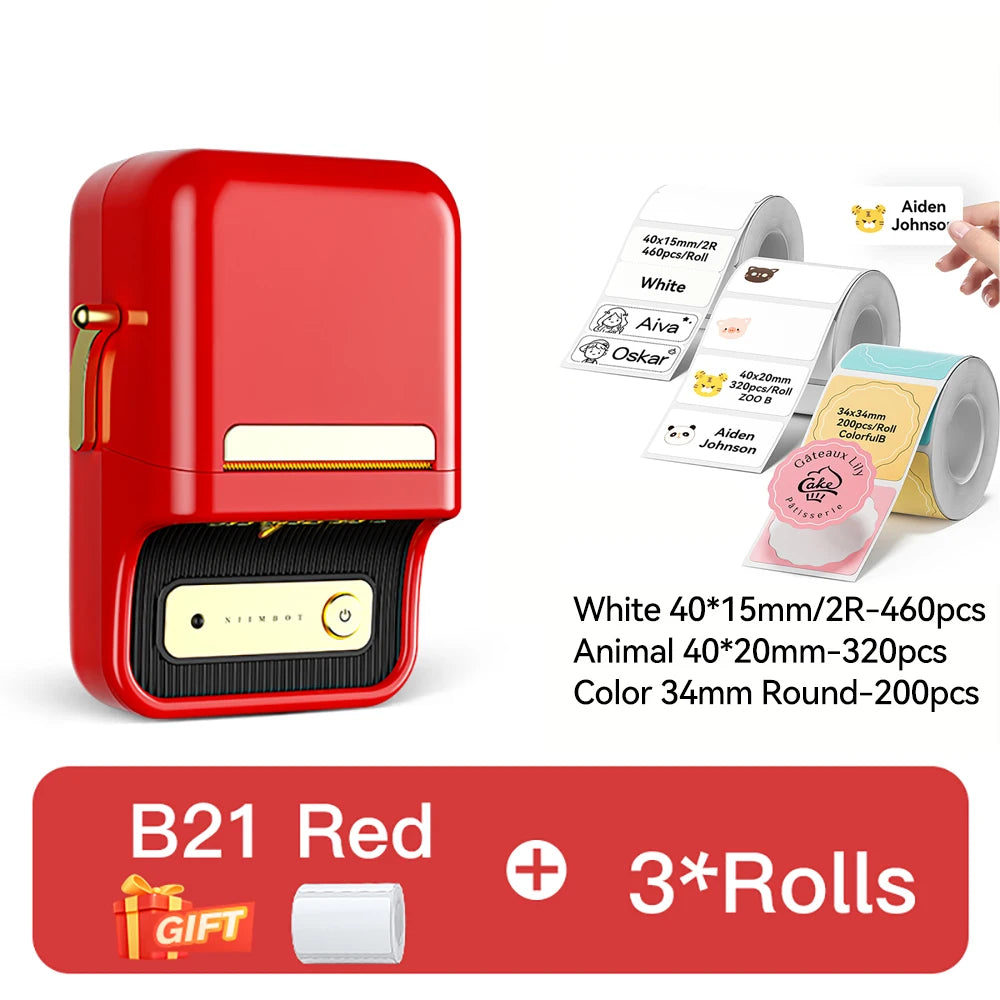 NIIMBOT B21/B1 Portable Thermal Printer 1500mAh Wireless Sticker Printer With Self-adhesive Labels For Barcode Clothing Jewelry