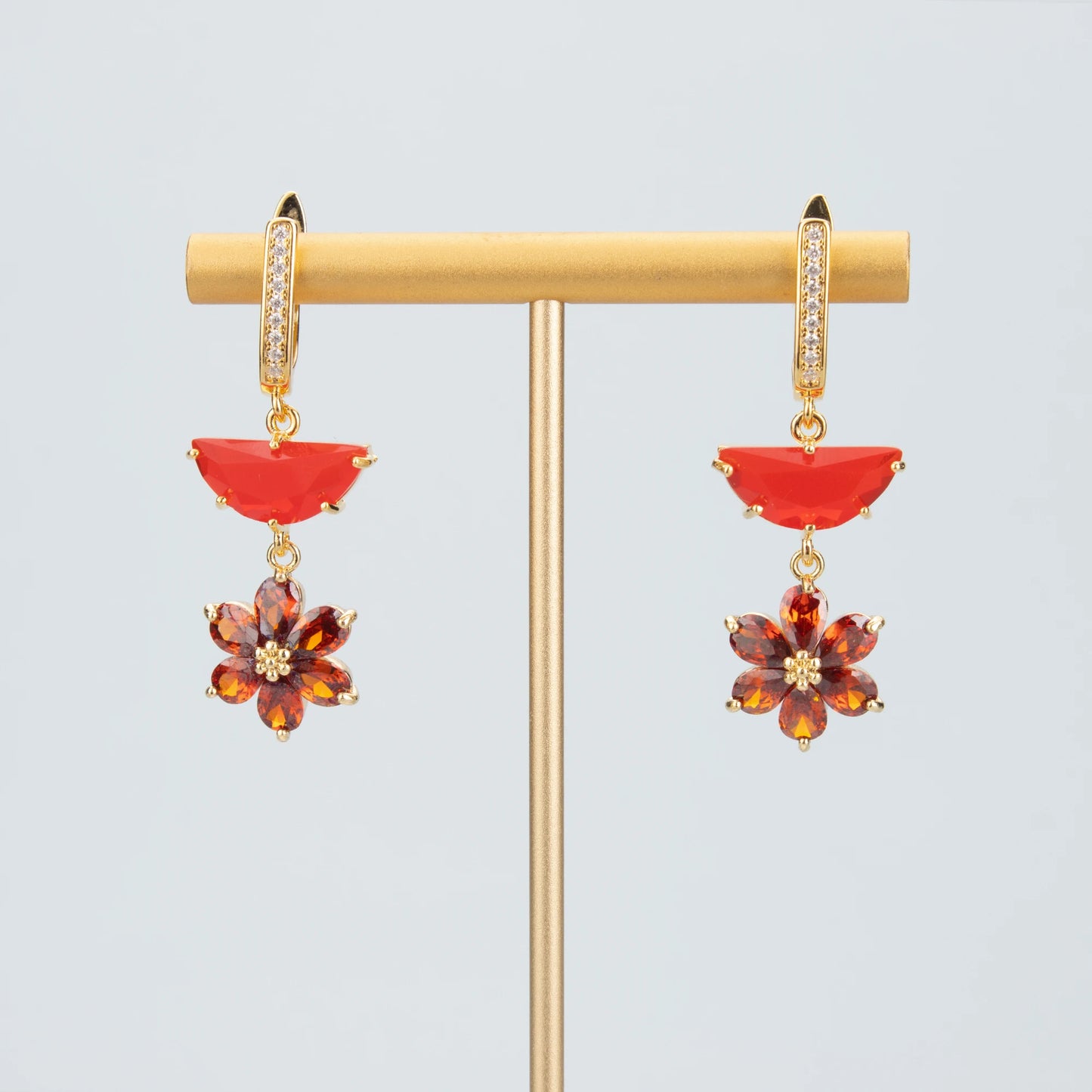 GUFEATHER,6pcs/lot,MC78,jewelry accessories,18k gold plated,nickel free,copper,zircon,hand made,flower shape,charms,diy pendants - AMULET RING STORE