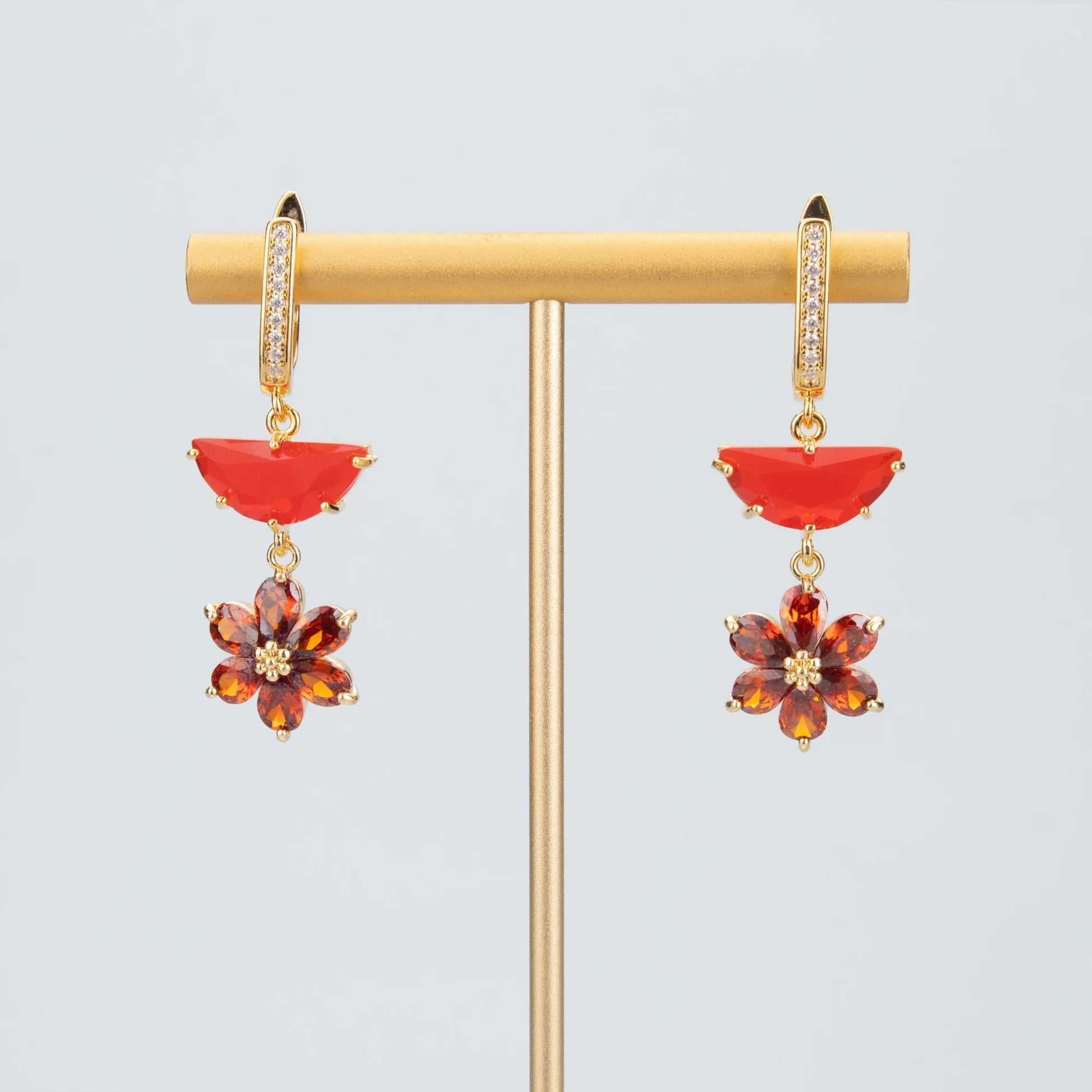 GUFEATHER,6pcs/lot,MC78,jewelry accessories,18k gold plated,nickel free,copper,zircon,hand made,flower shape,charms,diy pendants - AMULET RING STORE