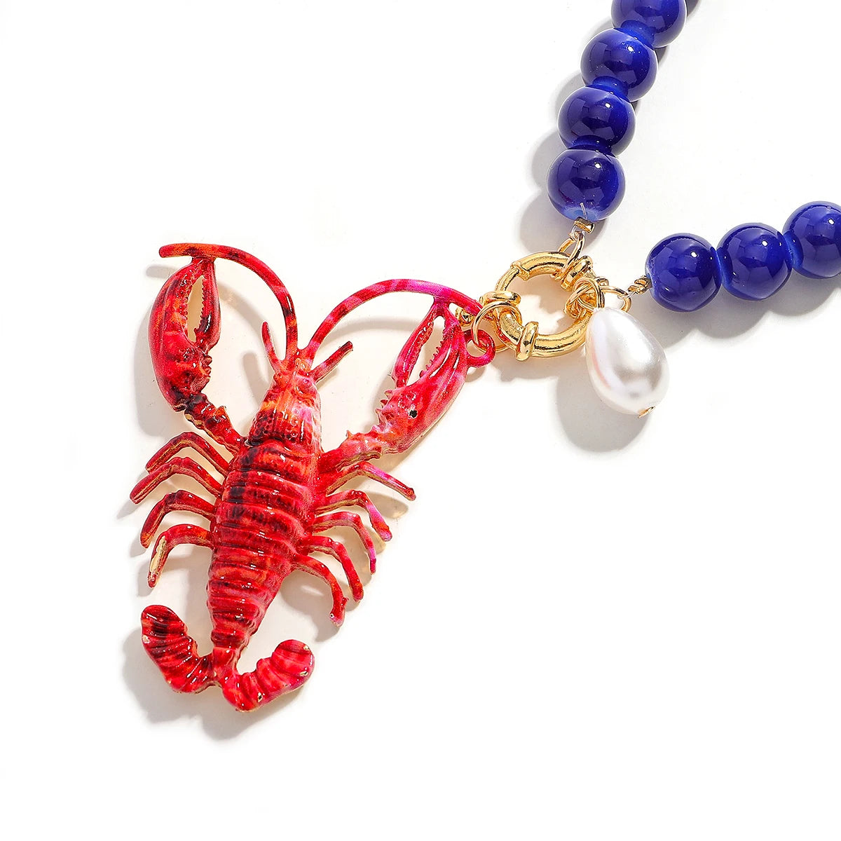 2025 New ZAA Lobster Bead Necklace Handmade Crystal Beaded Enamel Jewelry Simple Pendant Necklace Women Beach Vacation Accessory - AMULET RING STORE