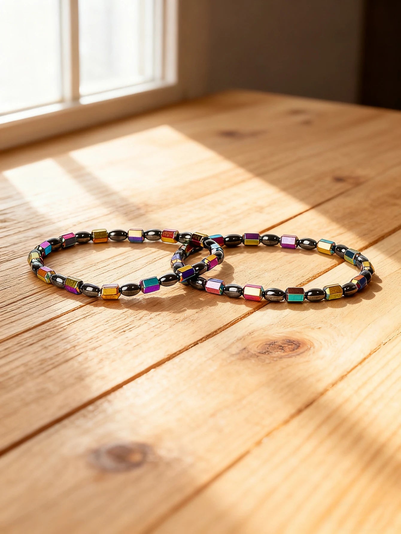 Hematite & Red Tiger's Eye Bracelet Men Natural Stone Cylinder Bead for Energy Protection Reiki Charm Courage Jewelry Women Gift