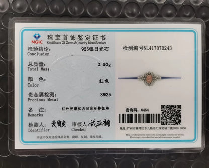 Natural Sunstone Ring S925 Silver Vintage Handmade Adjustable Bands Birthstone Healing Crystal Floral Boho Jewelry Gifts - AMULET RING STORE