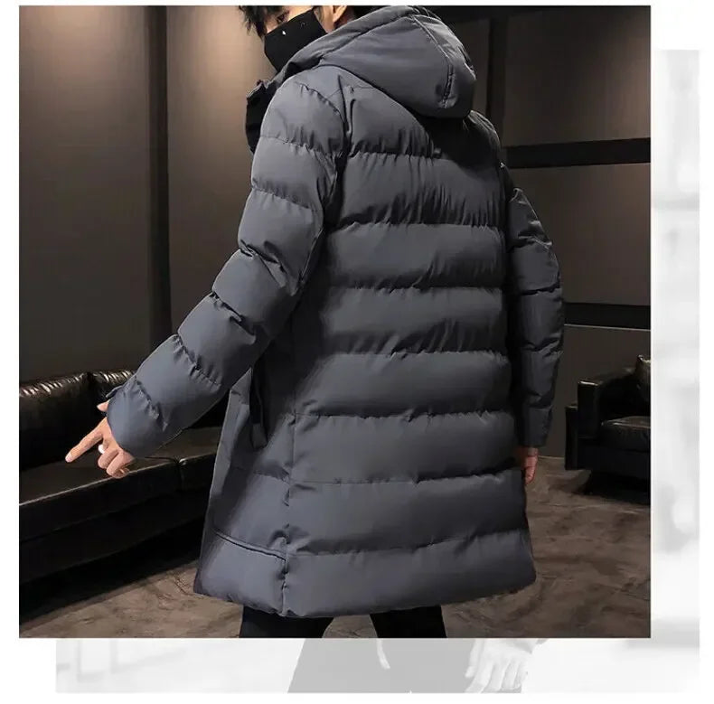 Thicken Warm Men Long Parka Fashion Brand Casual Winter Windbreaker Jacket with Hood Coats Fashion Clothing for Men All-match