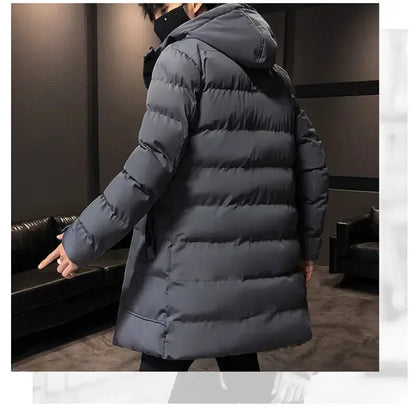 Thicken Warm Men Long Parka Fashion Brand Casual Winter Windbreaker Jacket with Hood Coats Fashion Clothing for Men All-match
