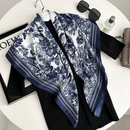 Spring Scarf Women's Luxury Design Scarf Silk Smooth Scarf Soft Muslim Headband Shawl Beach90x90cm - AMULET RING STORE