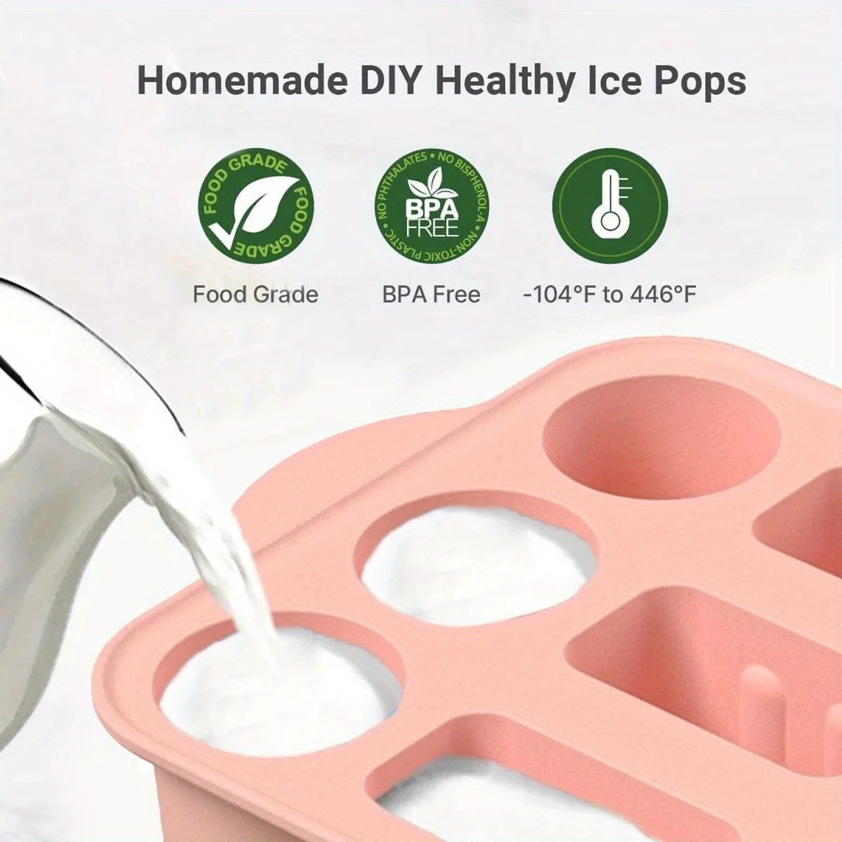 Popsicles Mold Reusable Easy-Release Silicone Homemade Maker Ice Pop Mold Trays with 50 Popsicle Sticks Summer Gifts - AMULET RING STORE