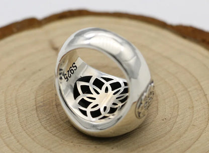 Vintage Thai Silver Nine Palaces Eight Trigrams Twelve Zodiac Signs Rotating Index Finger Ring