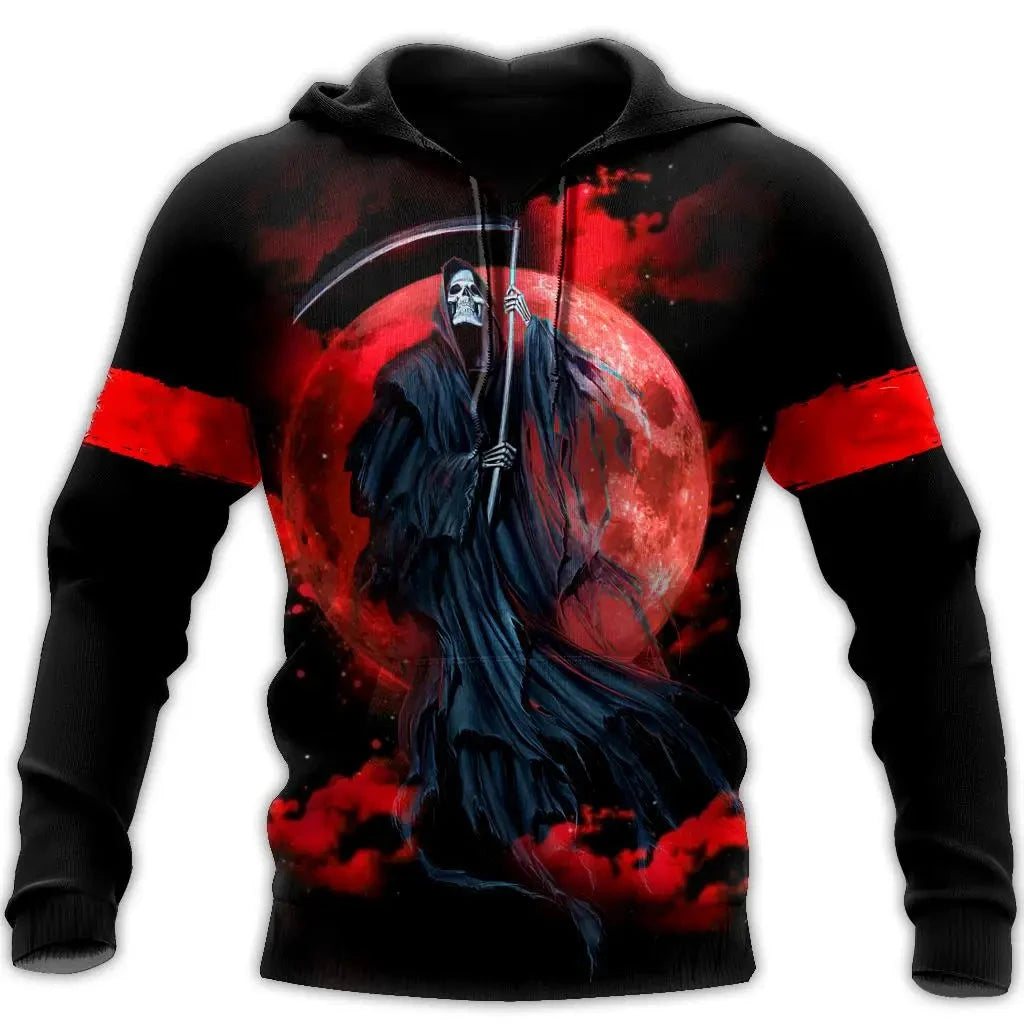 Dark Red Skull Tattoo 3D All Over Printed Men's Hoodie & Sweatshirt Spring and Autumn Unisex Hoodies Casual Sportswear - AMULET RING STORE