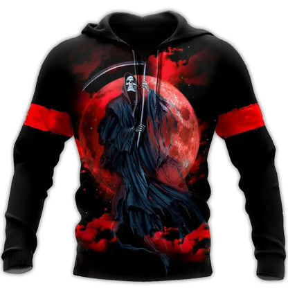 Dark Red Skull Tattoo 3D All Over Printed Men's Hoodie & Sweatshirt Spring and Autumn Unisex Hoodies Casual Sportswear - AMULET RING STORE