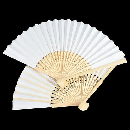10/20/30pcs White Foldable Paper Fan Portable Chinese Bamboo Fan Wedding Gifts For Guest Birthday Party Decoration Kids Painting - AMULET RING STORE