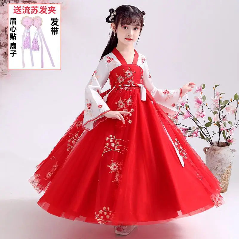 Summer Girls' Hanfu Dress Princess Costume Children's Dresses Kids Vintage Party Baby Girl Dress Cosplay Girls Clothes Vestidos