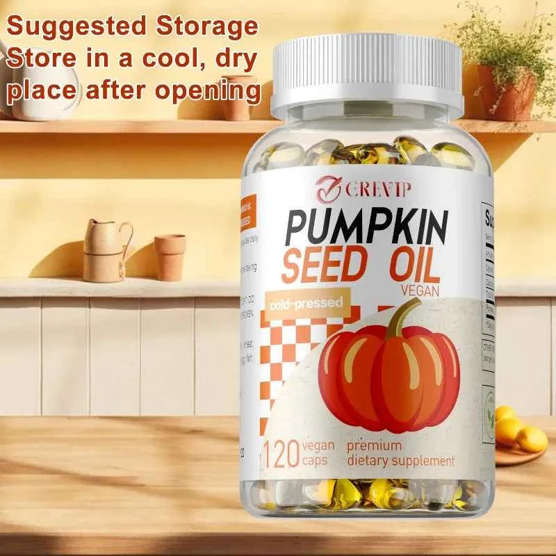 120 Capsules Pumpkin Seed Oil - Promotes Hair Growth, Hair Care, Supporting Prostate Health and Enhance Immunity System