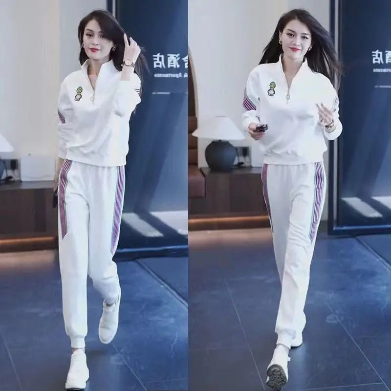Women's Casual Suit Spring Autumn New Loose Tracksuit Fashion Tops And Pencil Pants 2 Two Piece Set Plus Size Clothing For Women