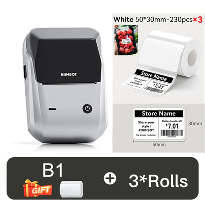NIIMBOT B21/B1 Portable Thermal Printer 1500mAh Wireless Sticker Printer With Self-adhesive Labels For Barcode Clothing Jewelry