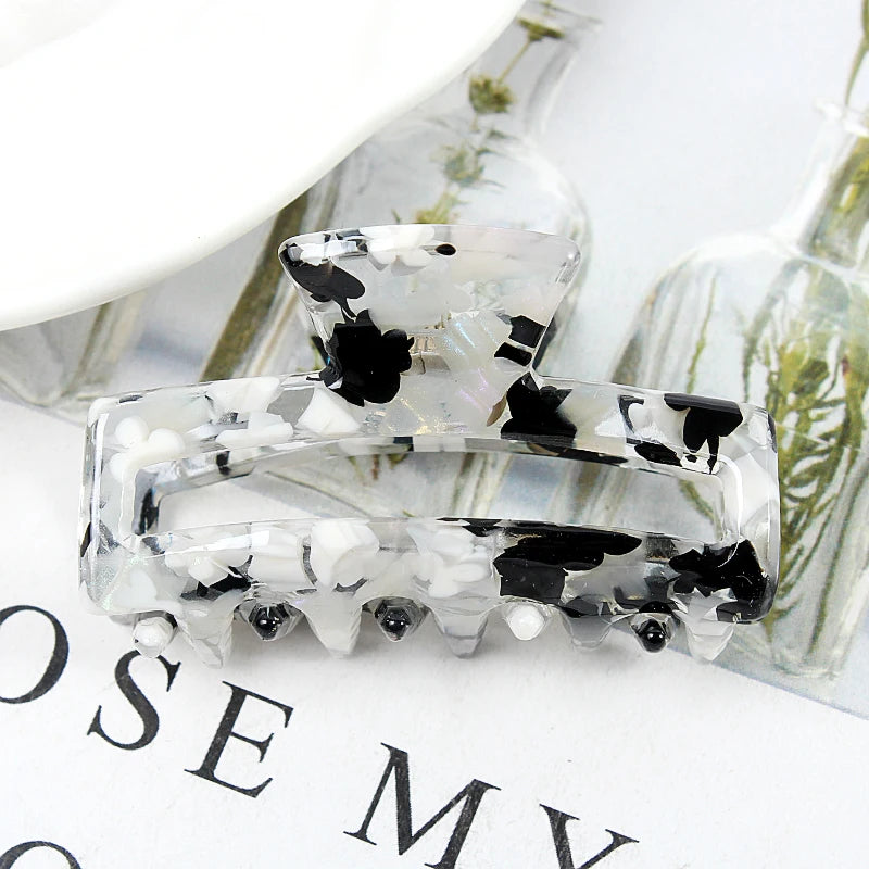 Mini Women's Hair Clips Colorful Geometric Hollow Crab Claw Clip Acetate Leopard Print Fashion Girls Hairpin Hair Accessories - AMULET RING STORE