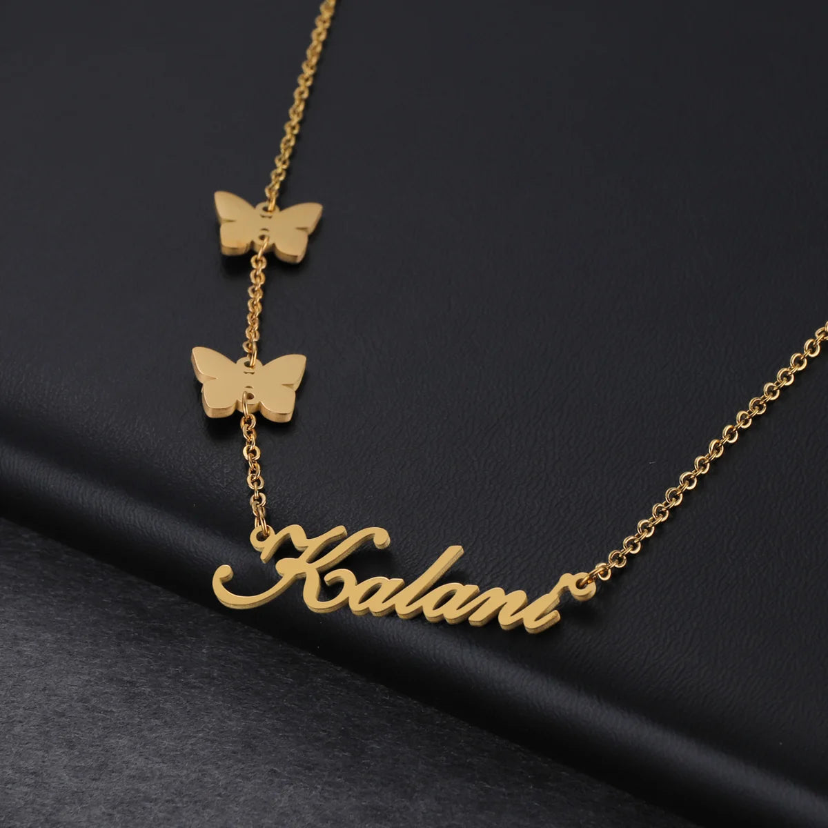 Acheerup Personalized Name Butterfly Necklace for Women Stainless Steel Pendant Customized Letter Choker Birthday Jewelry Gift