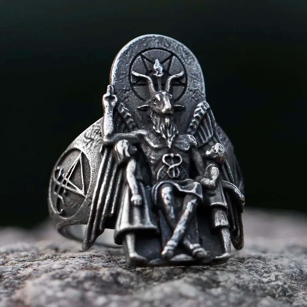 2022 NEW Men's 316L stainless-steel rings Vintage Lucifer Satan Punk Rock Personality Religion Jewelry Gift free shipping