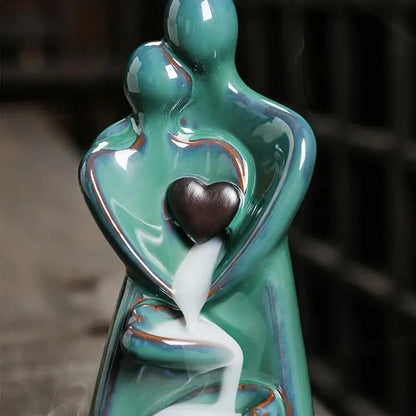 Lover Couple Ceramic Sandalwood Backflow Incense Burner Home Decor Waterfall Incense Burner Valentine's Day Gift - AMULET RING STORE
