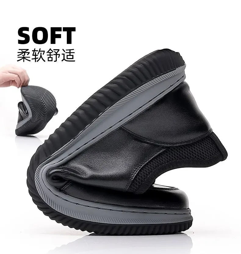 Leisure sports leather shoes for men in autumn 2024 new breathable walking low cut soft sole soft surface anti slip board shoes - AMULET RING STORE