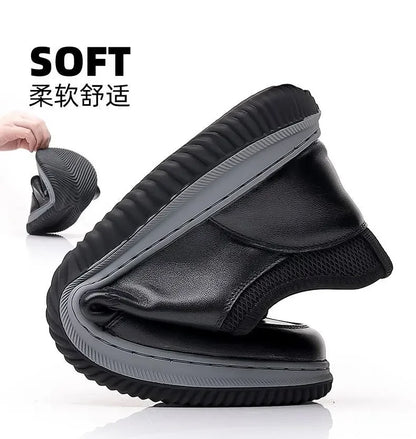 Leisure sports leather shoes for men in autumn 2024 new breathable walking low cut soft sole soft surface anti slip board shoes - AMULET RING STORE