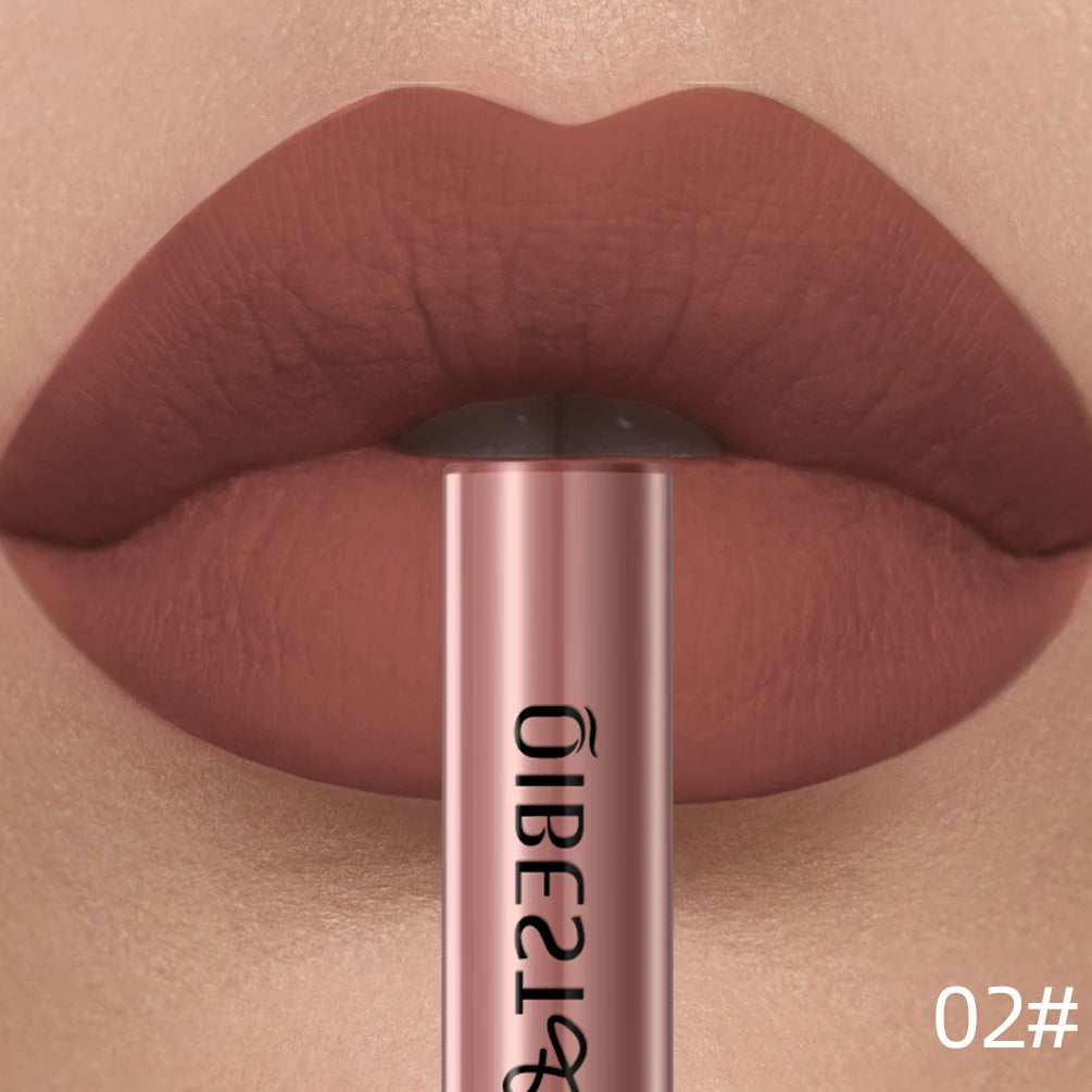 QIBEST Matte Liquid Lipstick Waterproof Long Lasting Velvet Lip Gloss Tint Tube Matte Nude Pigment Red Lipgloss Lips Makeup - AMULET RING STORE