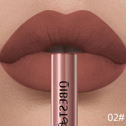 QIBEST Matte Liquid Lipstick Waterproof Long Lasting Velvet Lip Gloss Tint Tube Matte Nude Pigment Red Lipgloss Lips Makeup - AMULET RING STORE