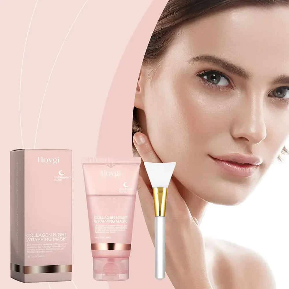 Collagen Overnight Wrapping Peel Off Facial Mask, Korean Collagen Night Wrapping Mask Deeply Hydrates Night Care Mask Cream 75ml - AMULET RING STORE
