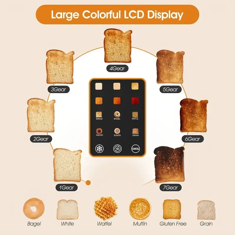 Beinilai Smart Digital Bread Toaster with Touch Screen LCD Display 6 Bread Types 6 Shade Settings, 1.5" Wide Slot bread maker - AMULET RING STORE