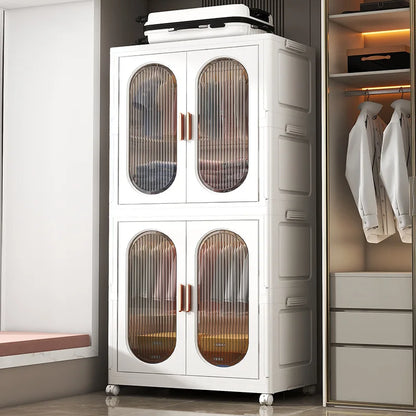 Stackable Large Capacity Fold Storage Box Plastic Clothing Storage Bin with Lid with Wheels Sundries Storages With Double Door - AMULET RING STORE