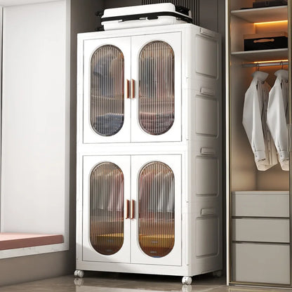 Stackable Large Capacity Fold Storage Box Plastic Clothing Storage Bin with Lid with Wheels Sundries Storages With Double Door - AMULET RING STORE