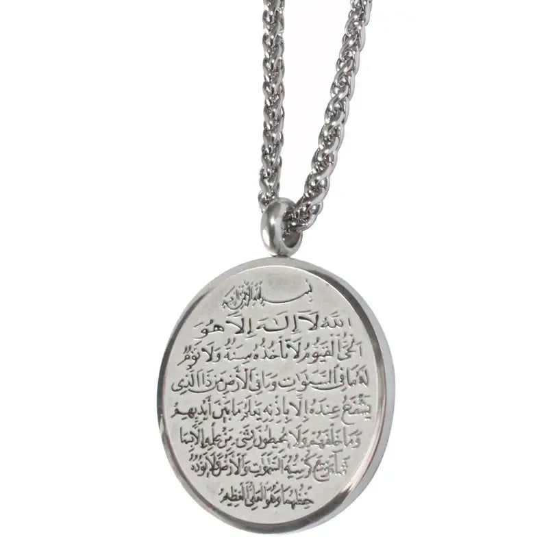 Allah Necklace for Men Stainless Steel Gold Color Round Pendant Necklace