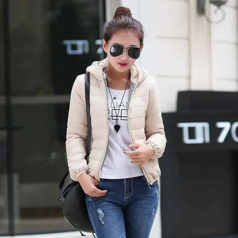 Down Jacket for Women Trend Korean Style Ultra Light Hit Hooded Coat Coats Lightweight Padded Puffer Jackets Female Winter 2025