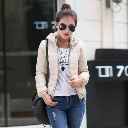 Down Jacket for Women Trend Korean Style Ultra Light Hit Hooded Coat Coats Lightweight Padded Puffer Jackets Female Winter 2025