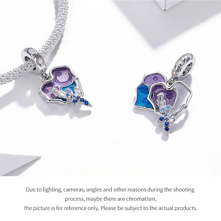 BISAER 925 Sterling Silver Charm Ocean Style Fish Dolphin Mermaid Shell Blue CZ Bead For Necklace&Bracelet DIY Fine Jewelry Gift - AMULET RING STORE