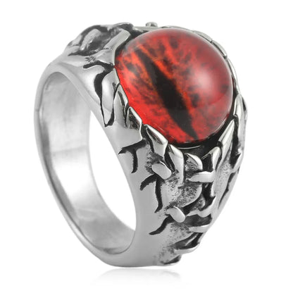 European and American stainless steel ring Retro punk men's devil eye titanium steel ring