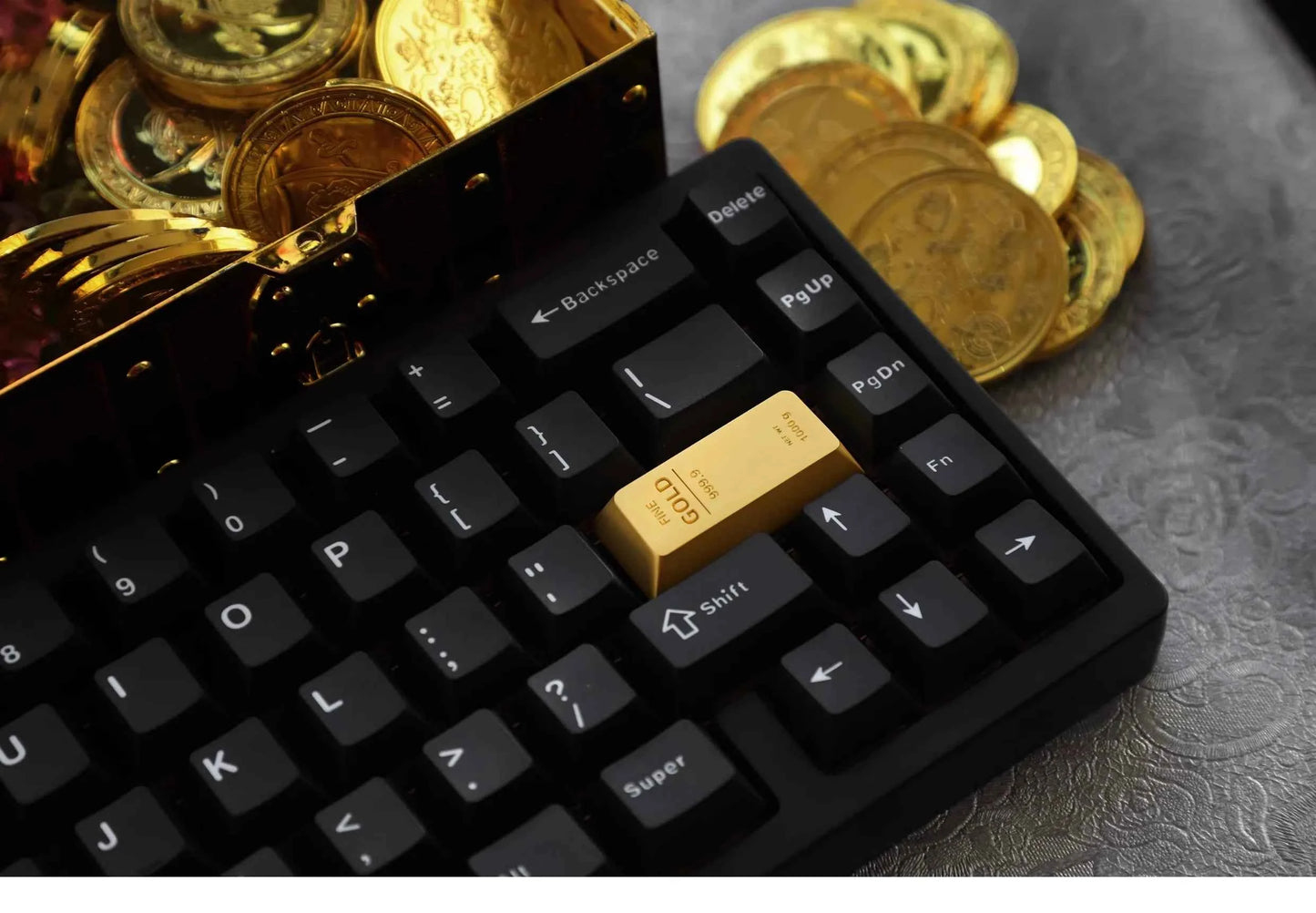 Gold Bar Shape Theme Keycaps Set Zinc Alloy Enter Key Cherry Profile Custom Original Handmade Keycaps for Mechanical Keyboard