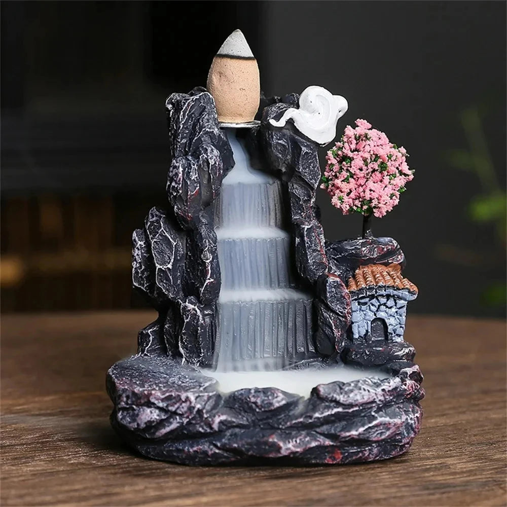 Waterfall Incense Burner Backflow Aromatherapy Home Decor Ornament with Incense Cones - Home Decorative Accessories - AMULET RING STORE